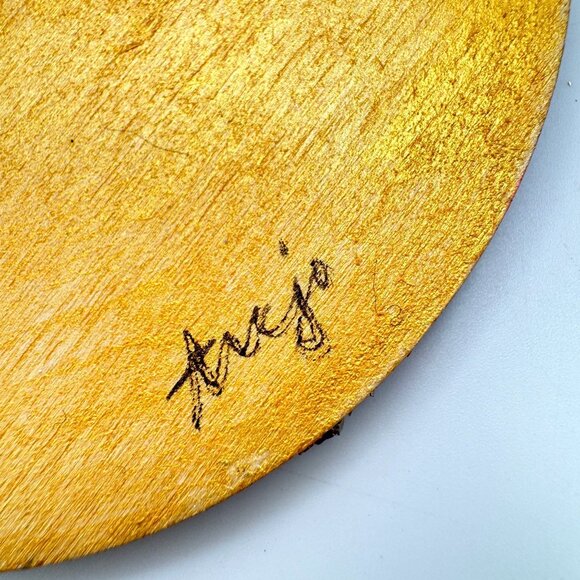 Handcrafted Ornament OOAK Collage Gold White Pink Purple Accents 3" Ribbon - Picture 3 of 11